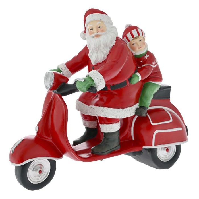 BABBO NATALE SU VESPA ELFO 30X24X12CM